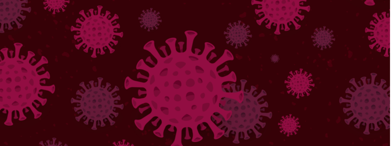 Graphic depicting a close-up of the COVID-19 virus.