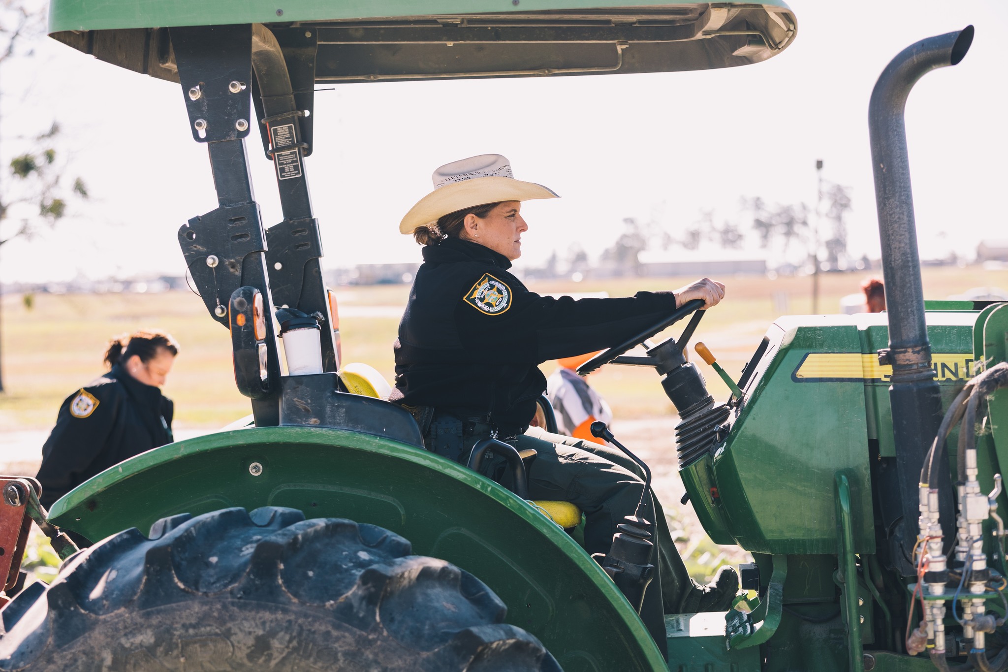 Sheriff on a tractor