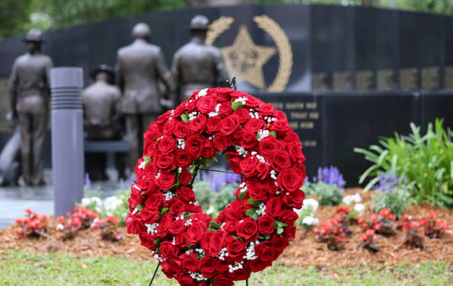 Floral arrangement at the FSA Memorial