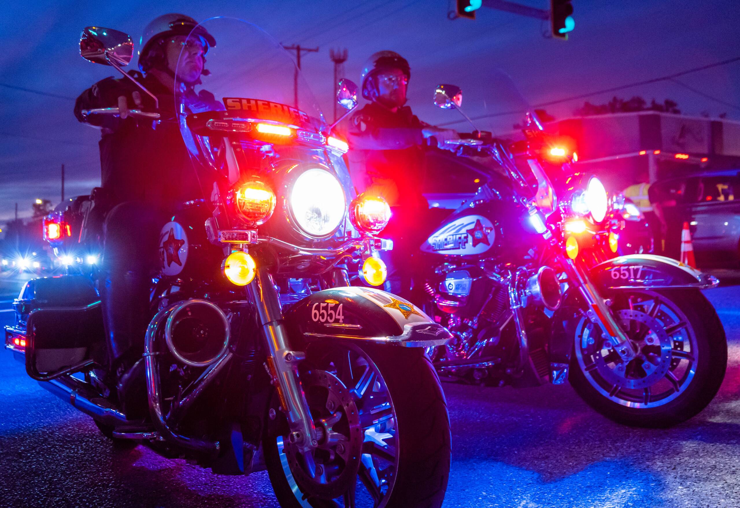 Sheriffs riding on motorcycles