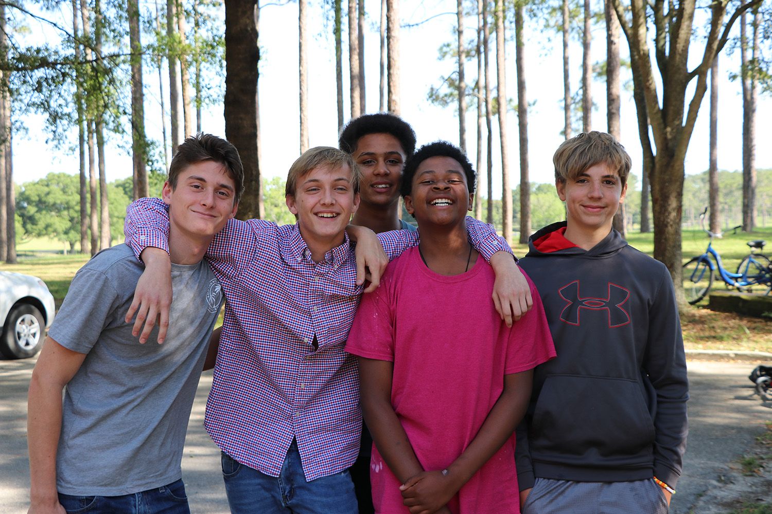 group of young boys standing together