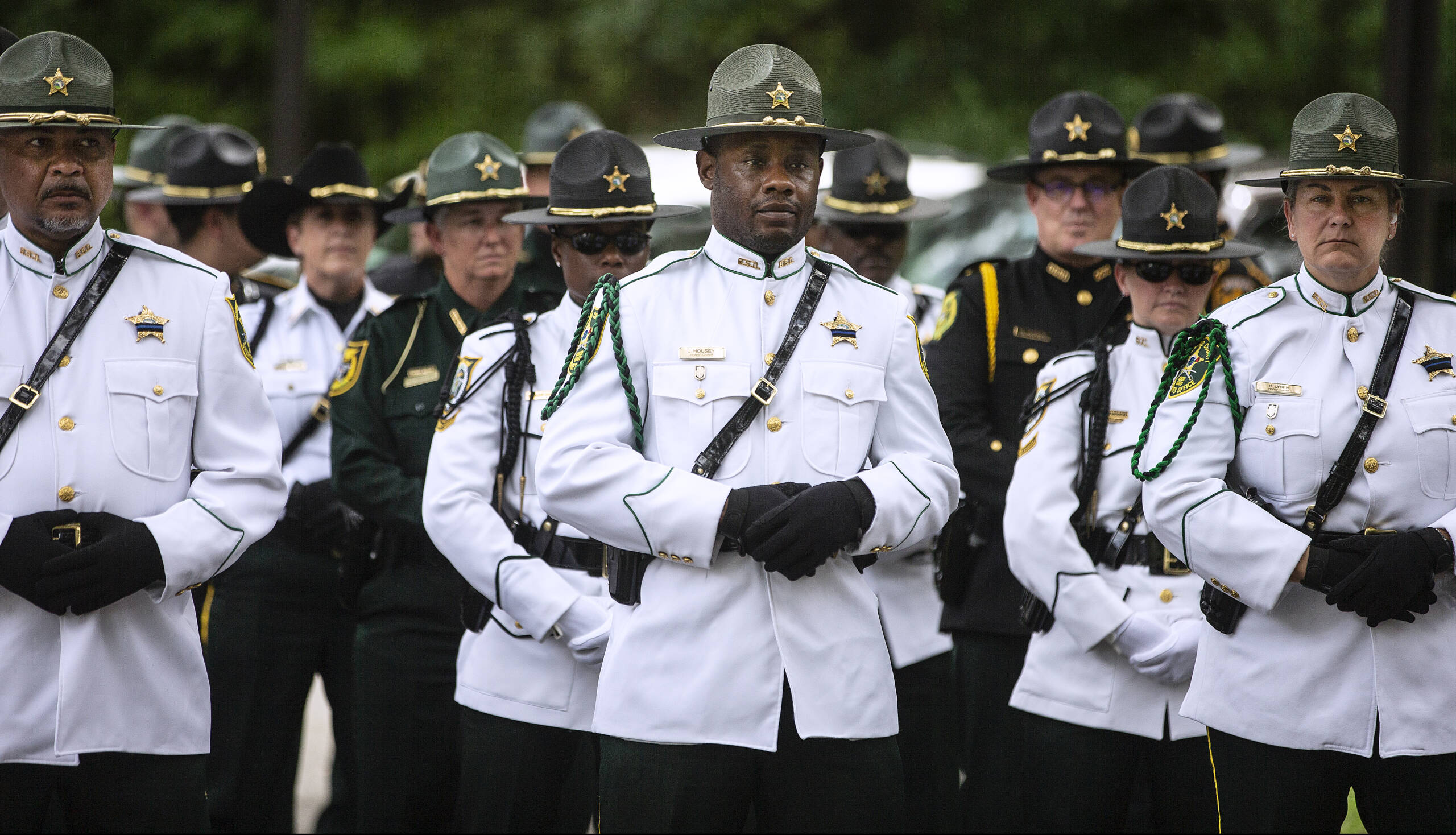 Officers standing for memorial